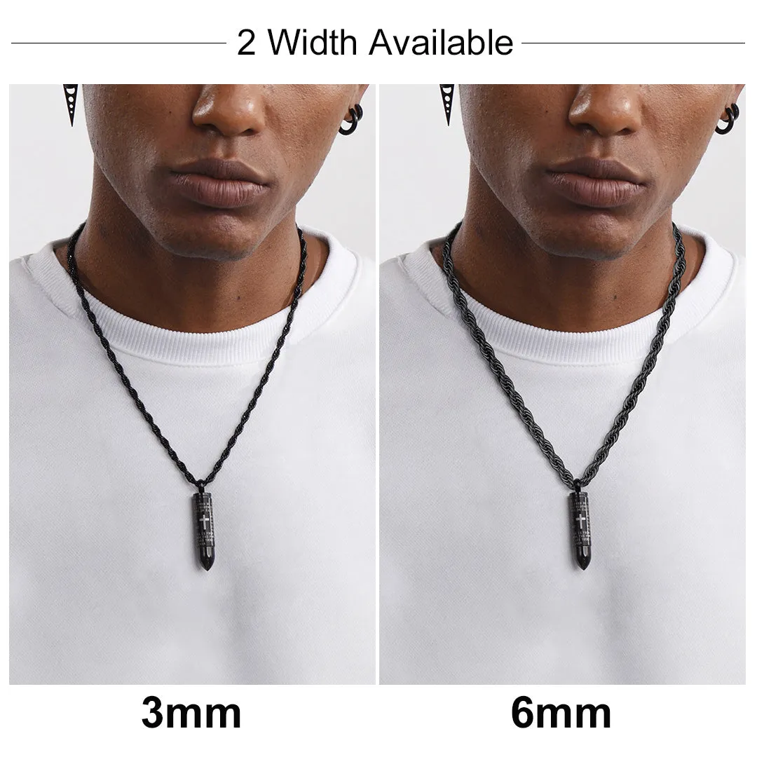 Gold Rope Chain Necklace for Men Stainless Steel, 3MM/6MM