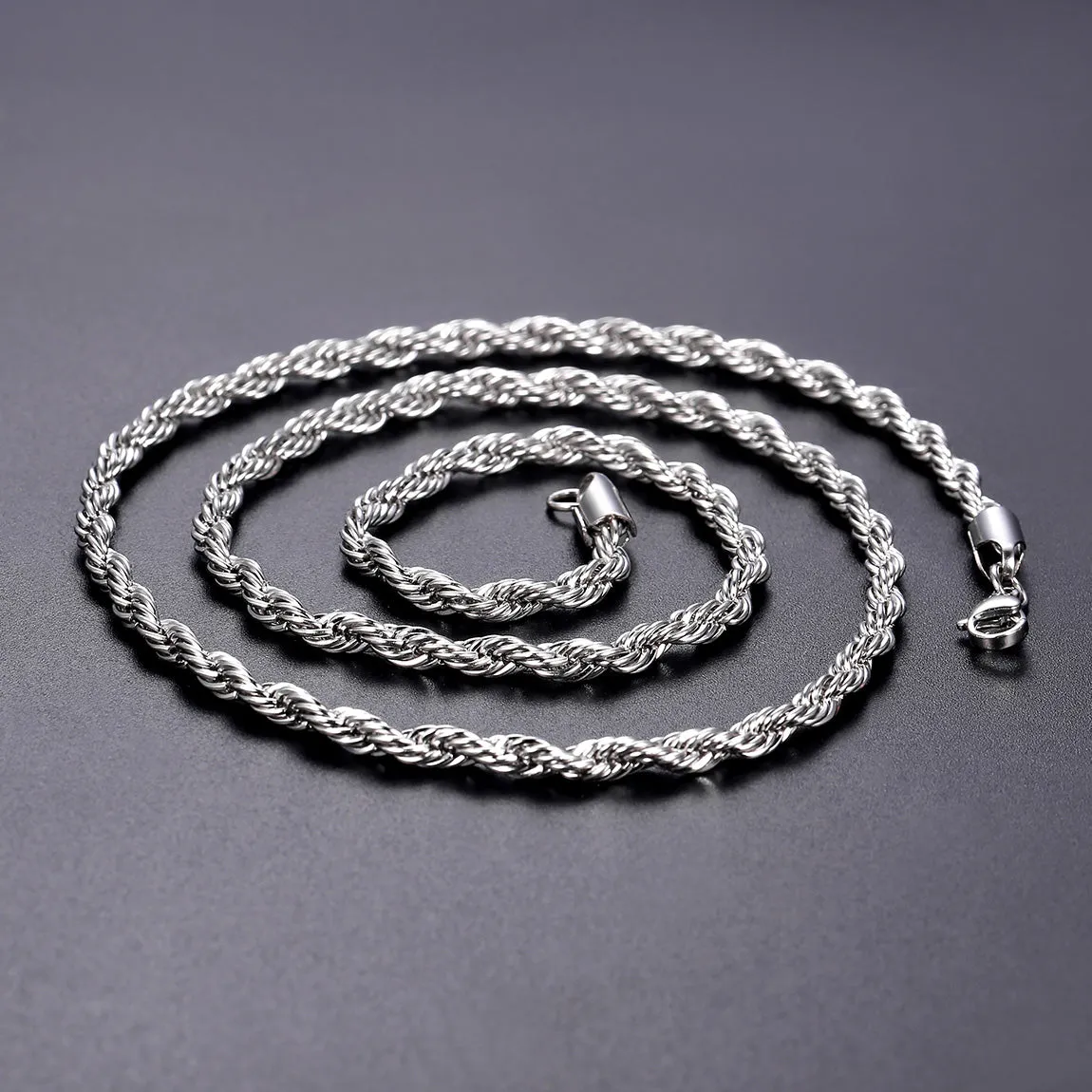 Gold Rope Chain Necklace for Men Stainless Steel, 3MM/6MM