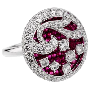 Graff Diamond Ruby White Gold Cocktail Ring Sz 5 3/4