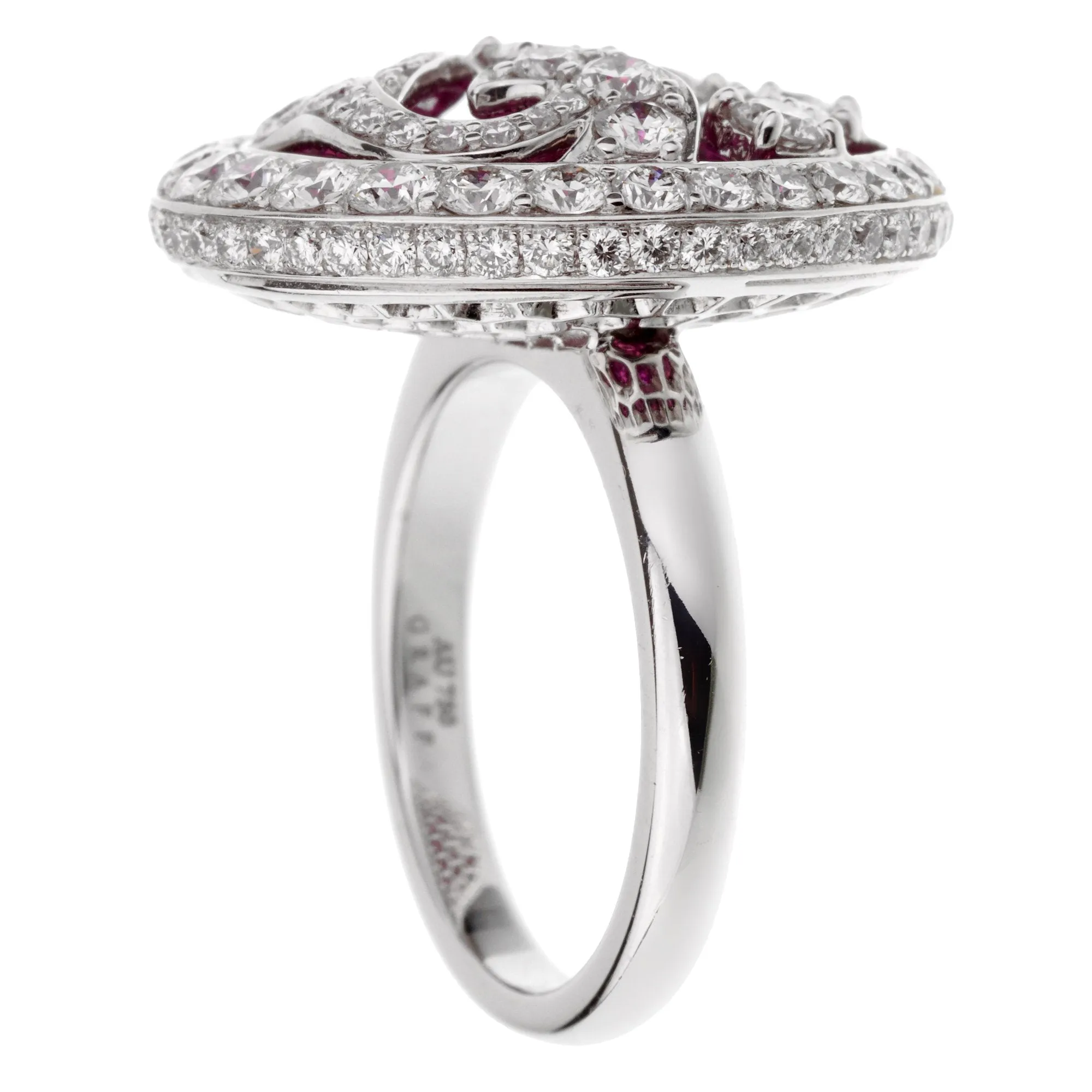 Graff Diamond Ruby White Gold Cocktail Ring Sz 5 3/4