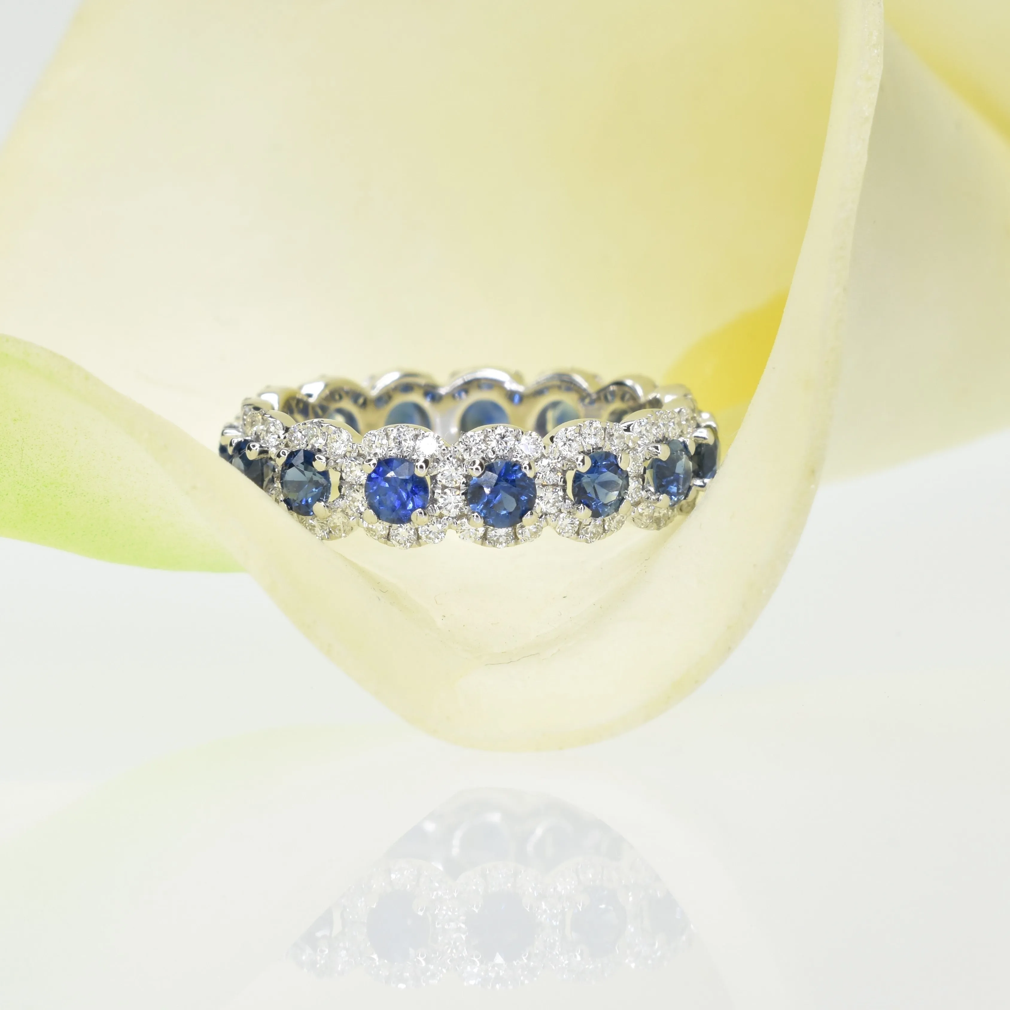 Halo Sapphire Eternity Ring