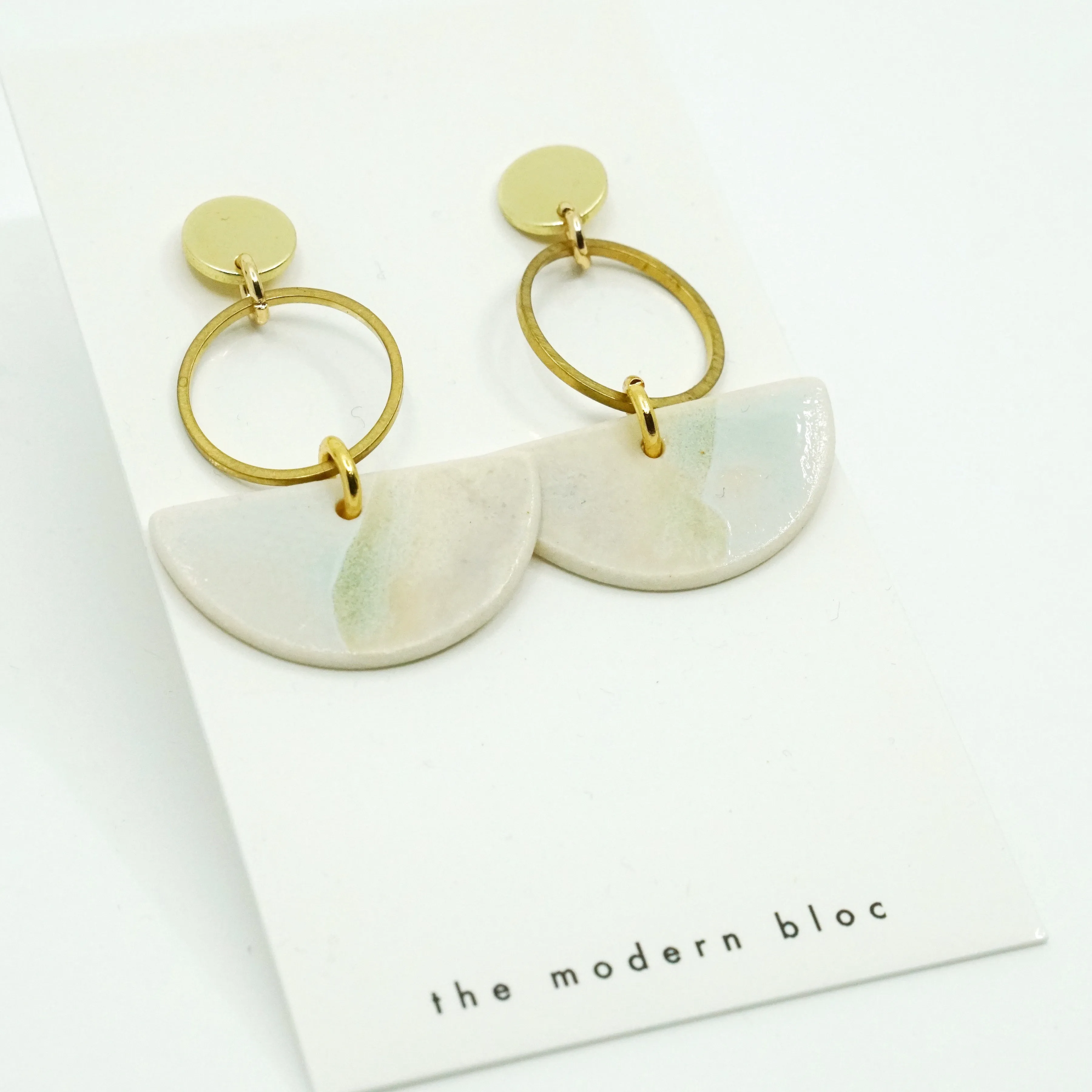 Hayden - Modern Crescent Porcelain Earrings