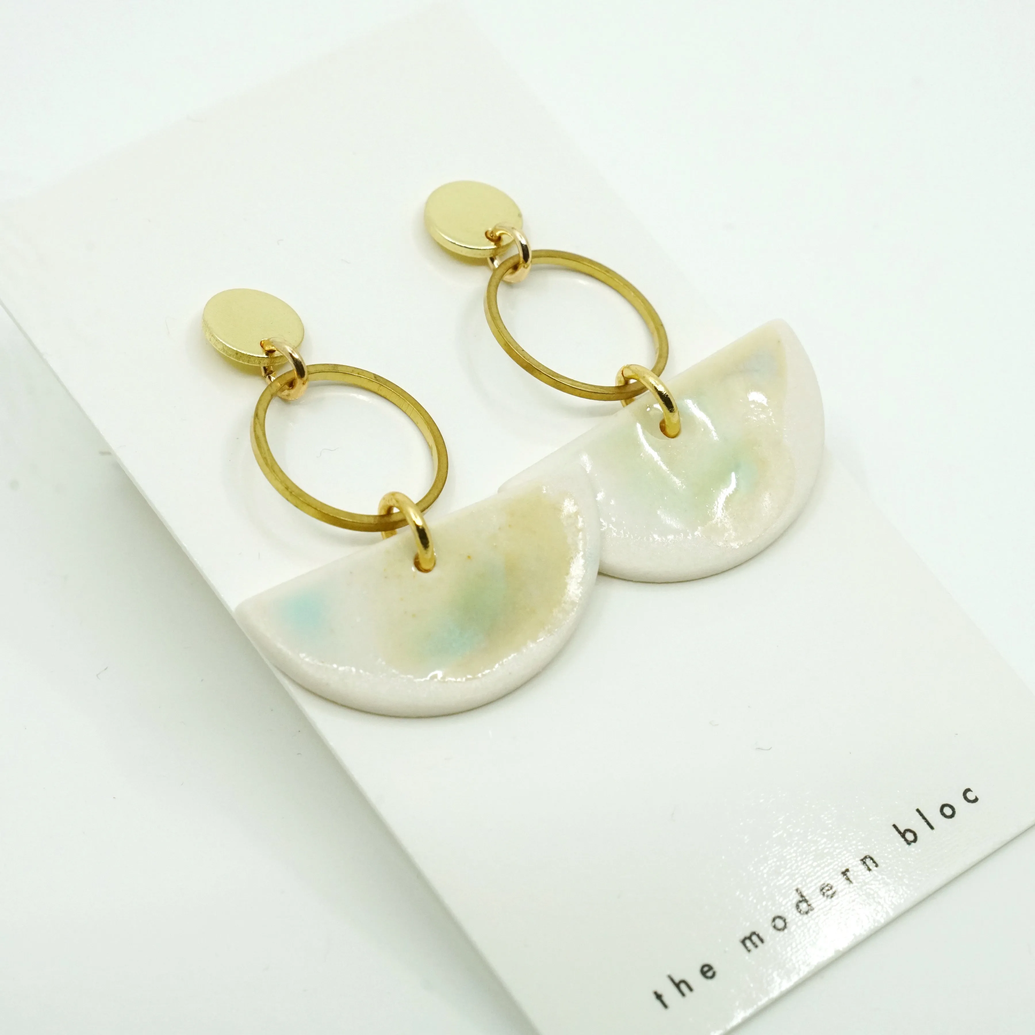 Hayden - Modern Crescent Porcelain Earrings