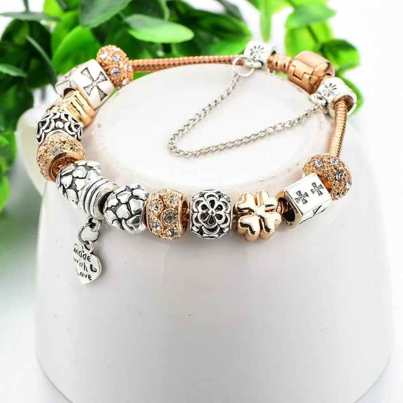 Heart Charm Bracelets & Bangles 925 Silver Bracelets For Women DIY Beads Jewellery Original Pulsera