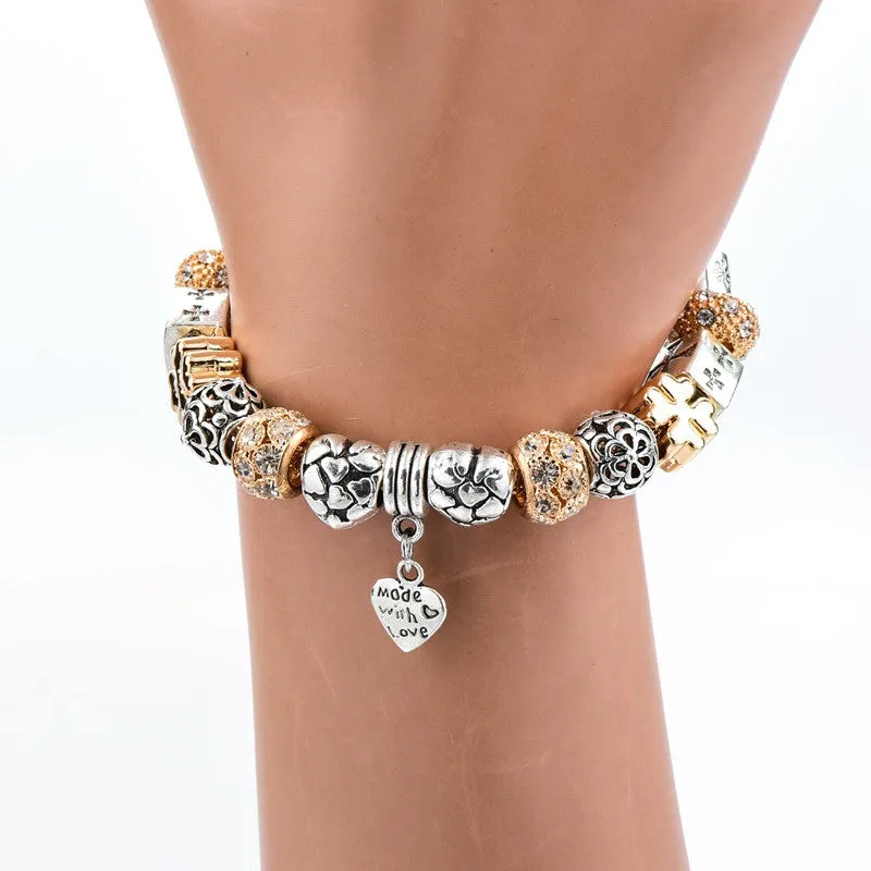 Heart Charm Bracelets & Bangles 925 Silver Bracelets For Women DIY Beads Jewellery Original Pulsera