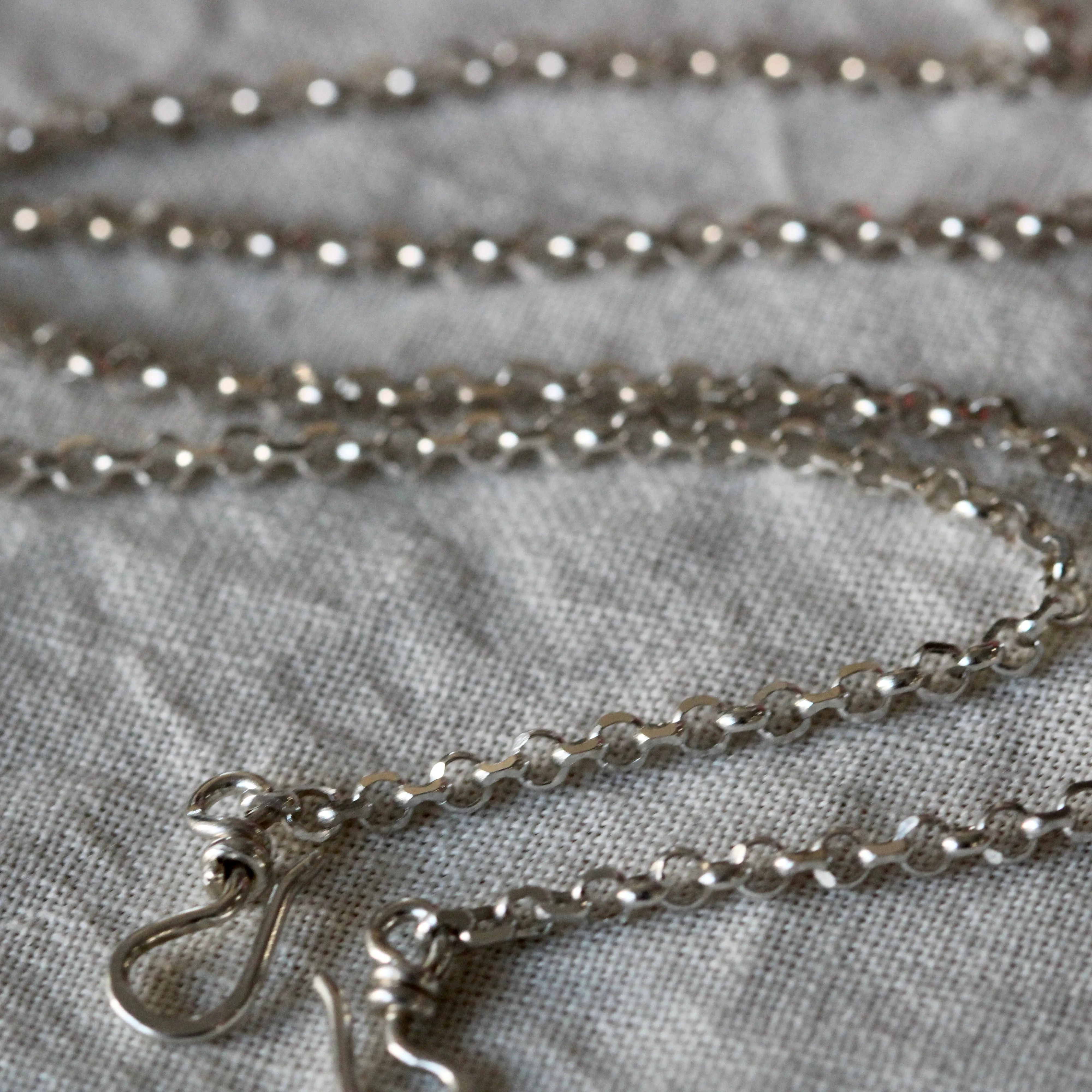 Interchangeable Necklace Sterling silver beveled rolo style Chain with sterling silver or gold hooks