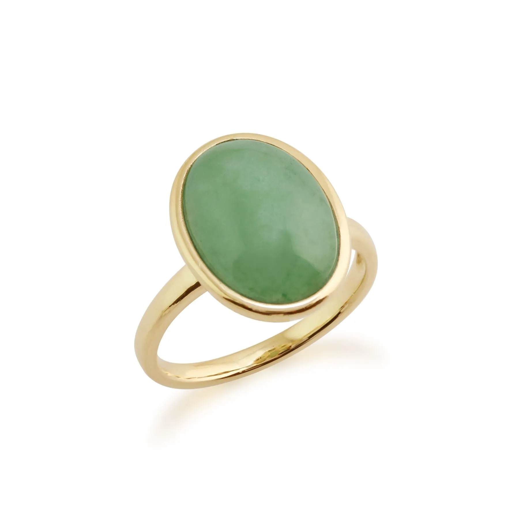 Jade Ring, 9 Karat Gelbgold 3ct grüner Jade gerahmt Ring