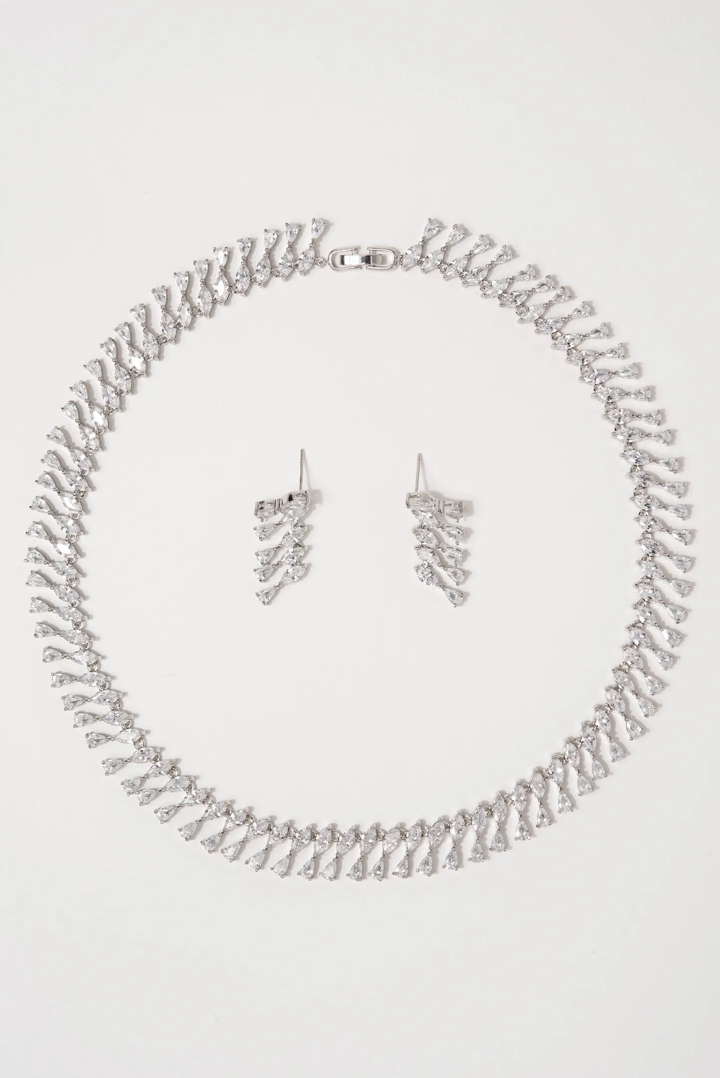 Jen CZ Necklace Set - Silver