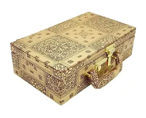 Kuber Industries Wooden 2 Rod Bangle Box, Golden, Standard (BBFR1152)