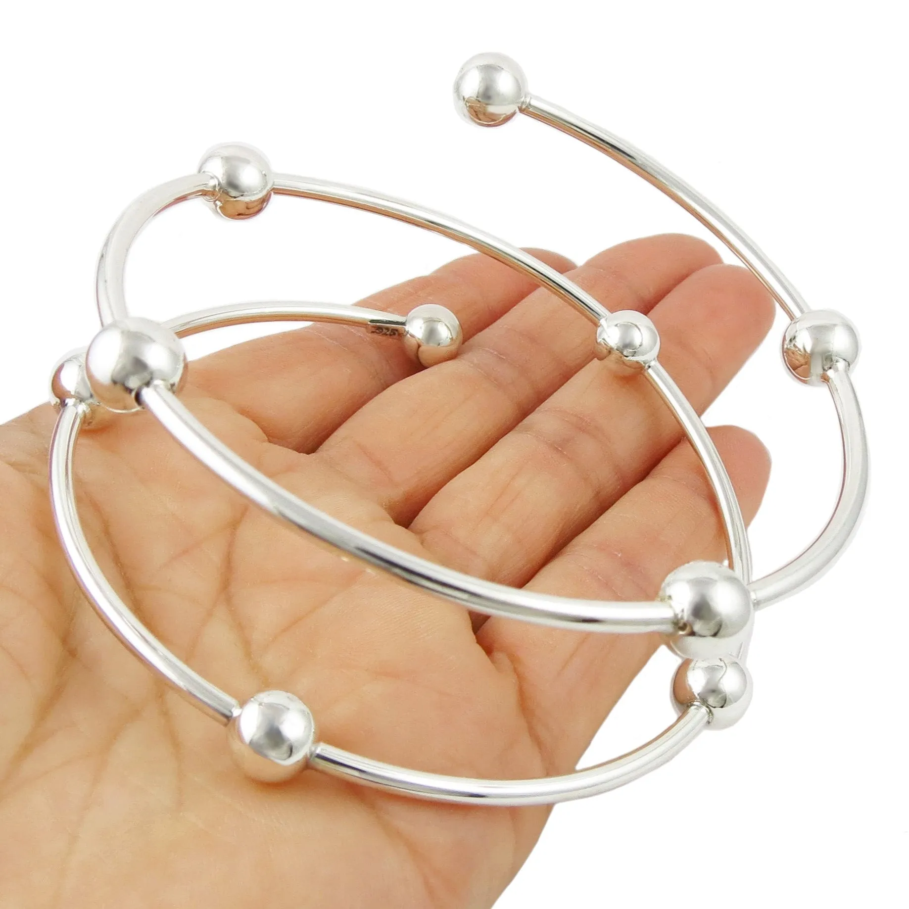 Large Spiral 925 Sterling Silver Wide Bracelet