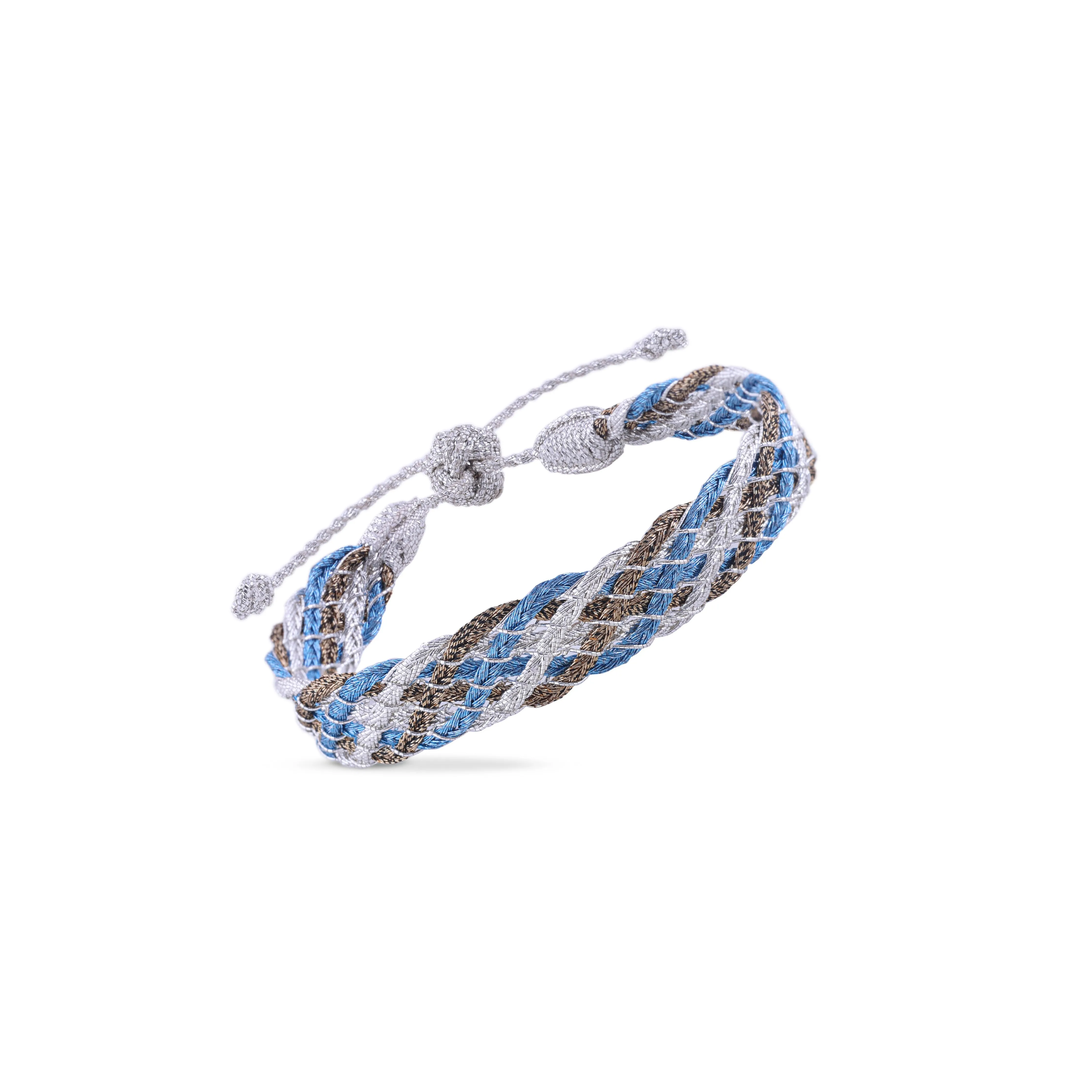 Lines n°2 bracelet in Silver Blue Ochre