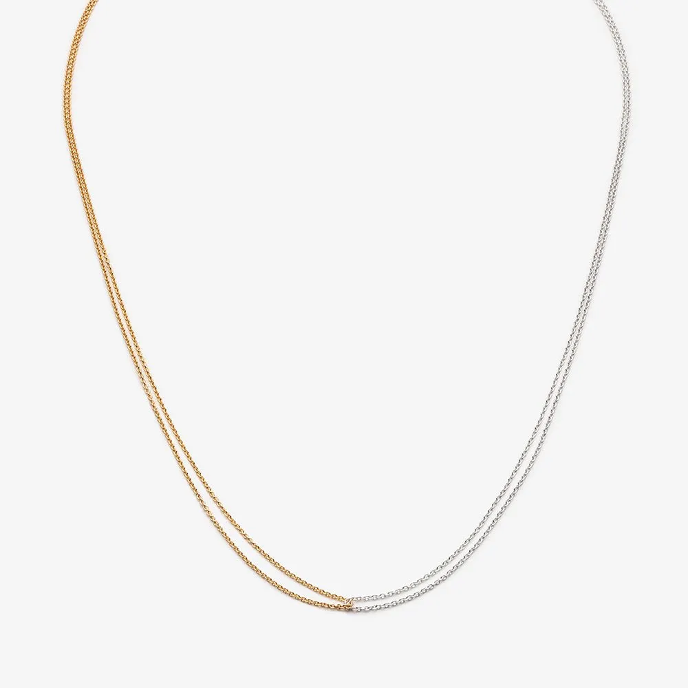 Loop Necklace - 10k White & Yellow Gold - 16" or 18"