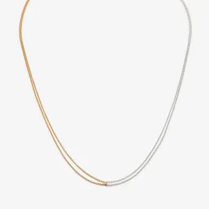 Loop Necklace - 10k White & Yellow Gold - 16" or 18"