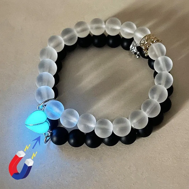 Luminou Heart Glow In The Dark Couple Bracelet