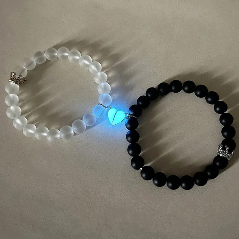 Luminou Heart Glow In The Dark Couple Bracelet