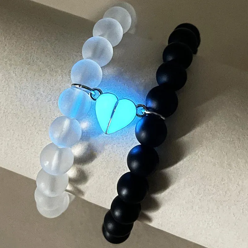 Luminou Heart Glow In The Dark Couple Bracelet