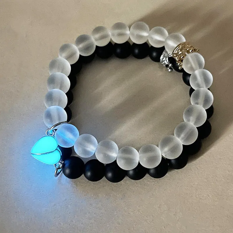 Luminou Heart Glow In The Dark Couple Bracelet