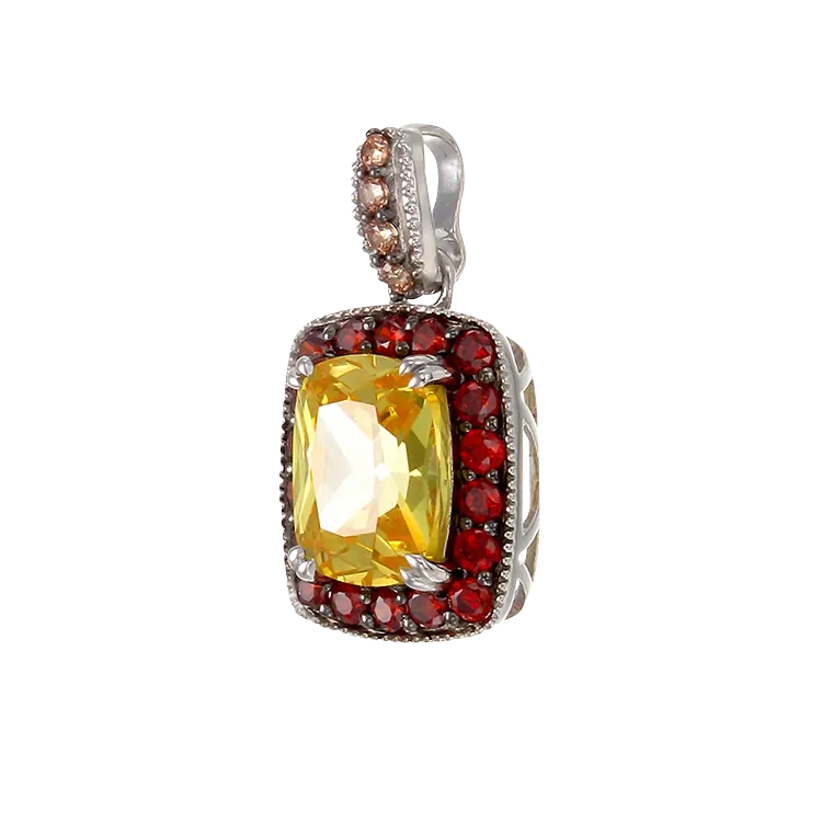 Luscious Vintage Inspired Yellow, Garnet and Champagne Pendant