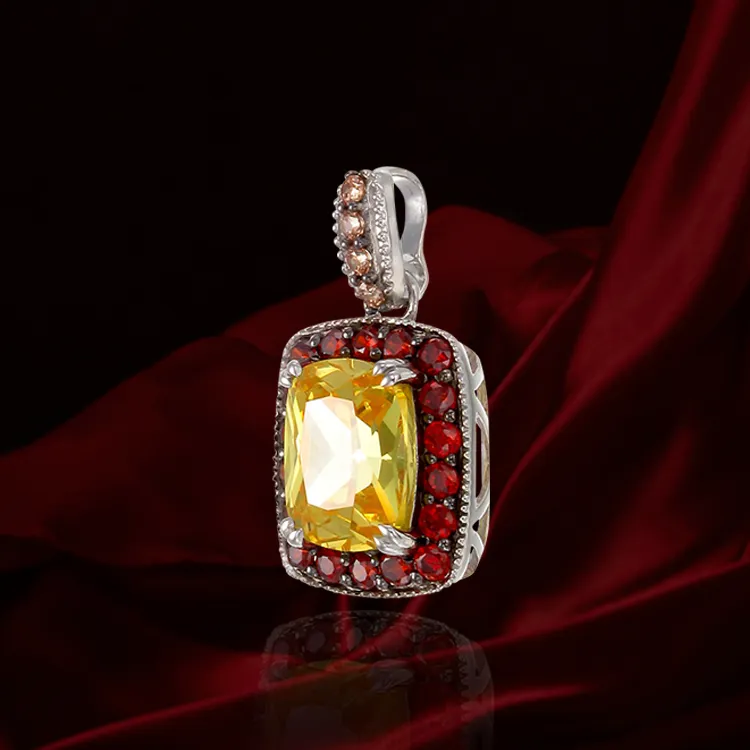 Luscious Vintage Inspired Yellow, Garnet and Champagne Pendant