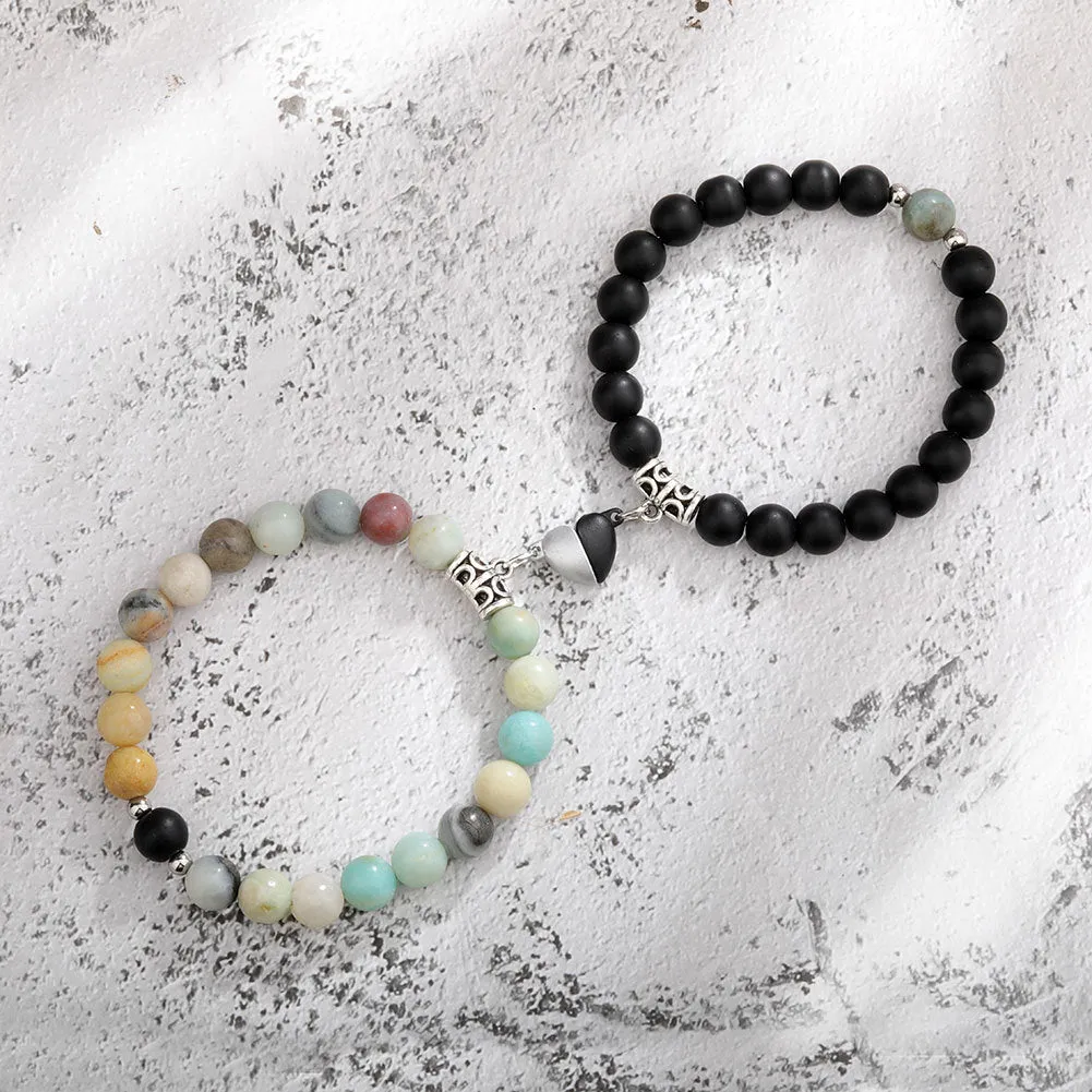 Magnetic Heart Couple Bracelets – Natural Stone Paired Bracelets for Lovers