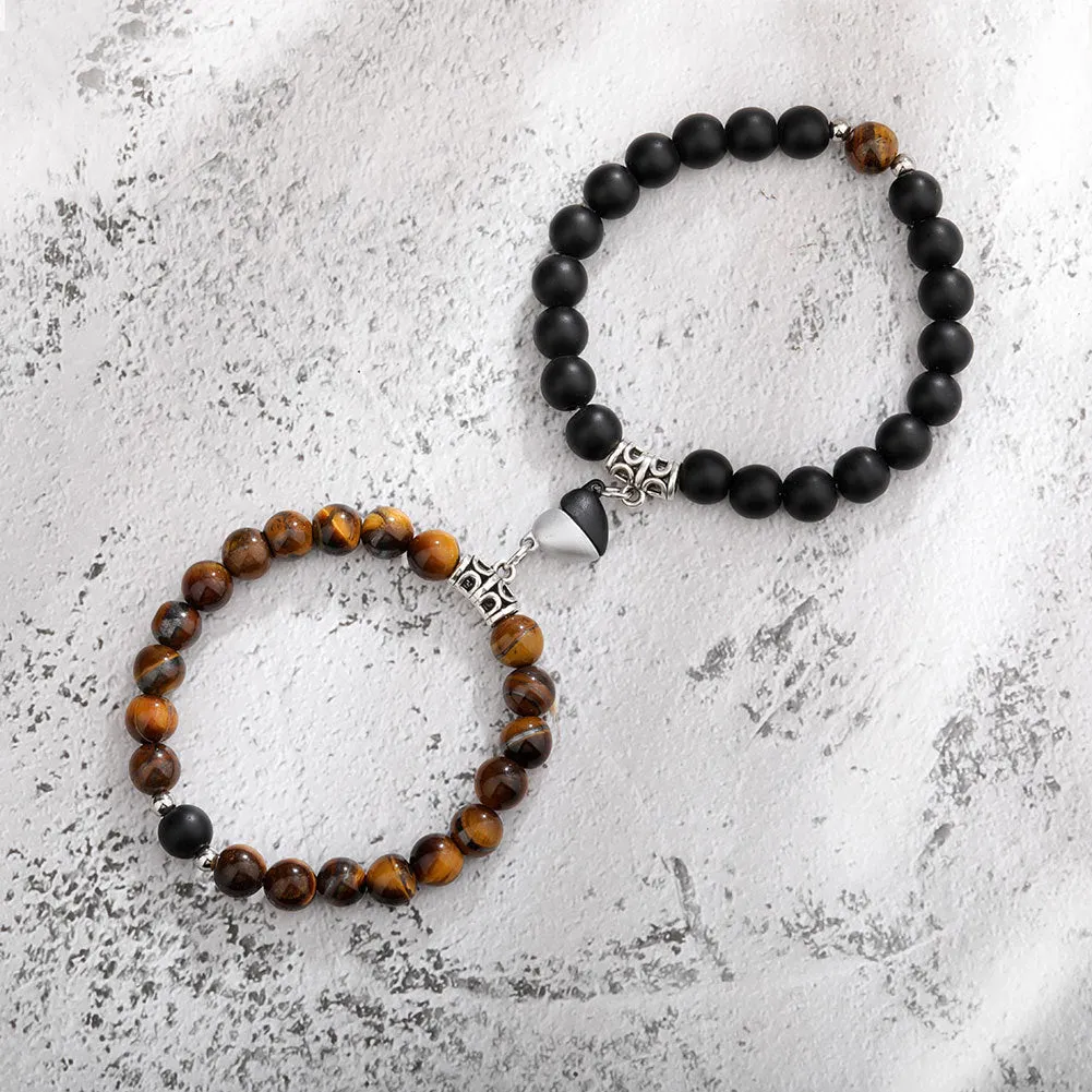 Magnetic Heart Couple Bracelets – Natural Stone Paired Bracelets for Lovers