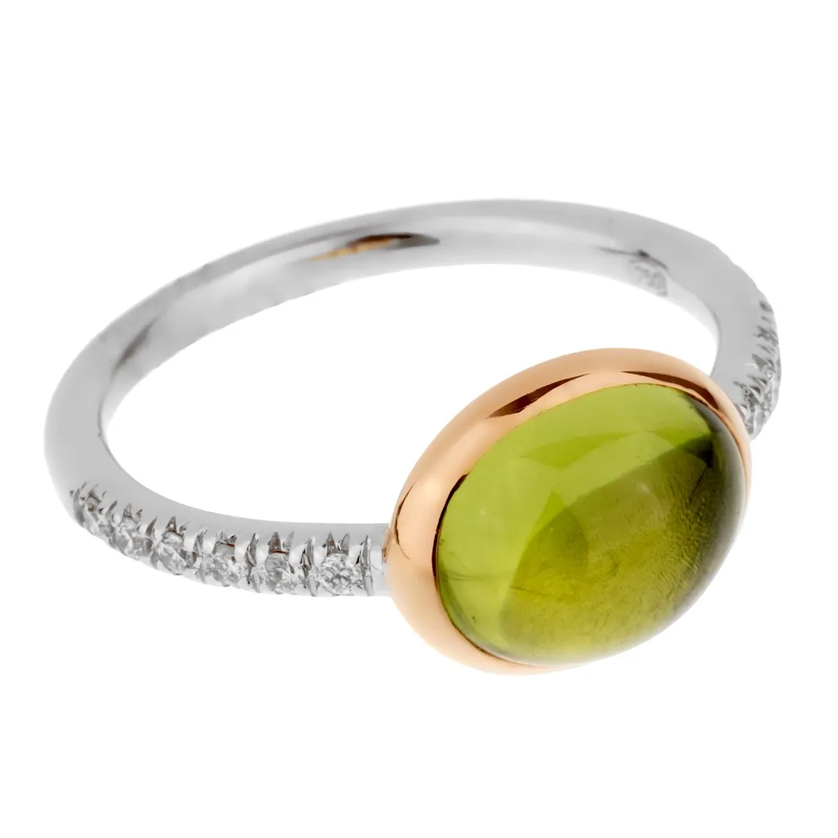 Mimi Milano Peridot Diamond White Gold Ring Sz 7