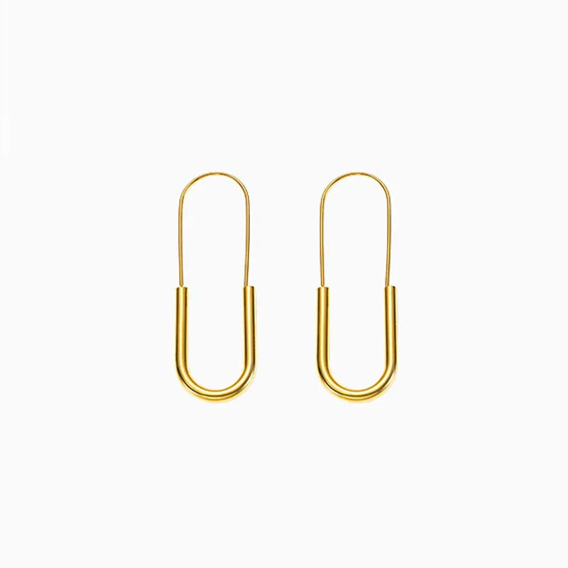 Minimalist Gold U-Shaped Drop Earrings jlt11662