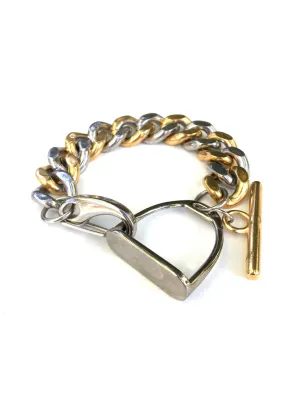 MIXED METAL STIRRUP CURB CHAIN BRACELET