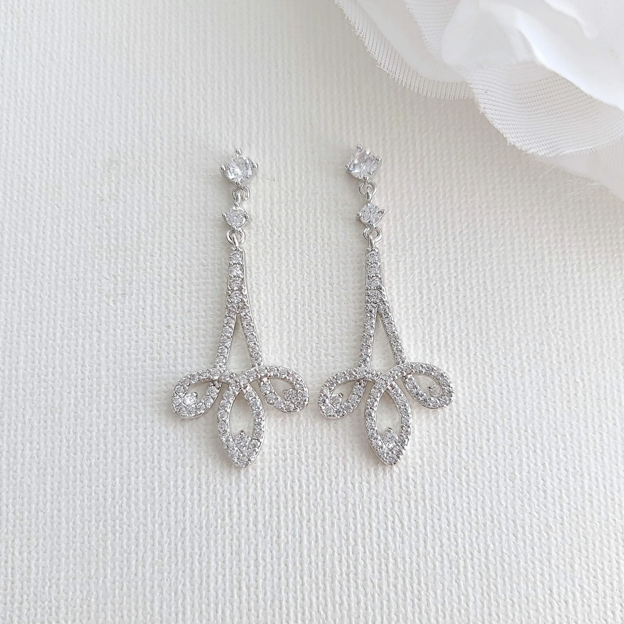 Modern Bridal Earrings in Gold- Allison