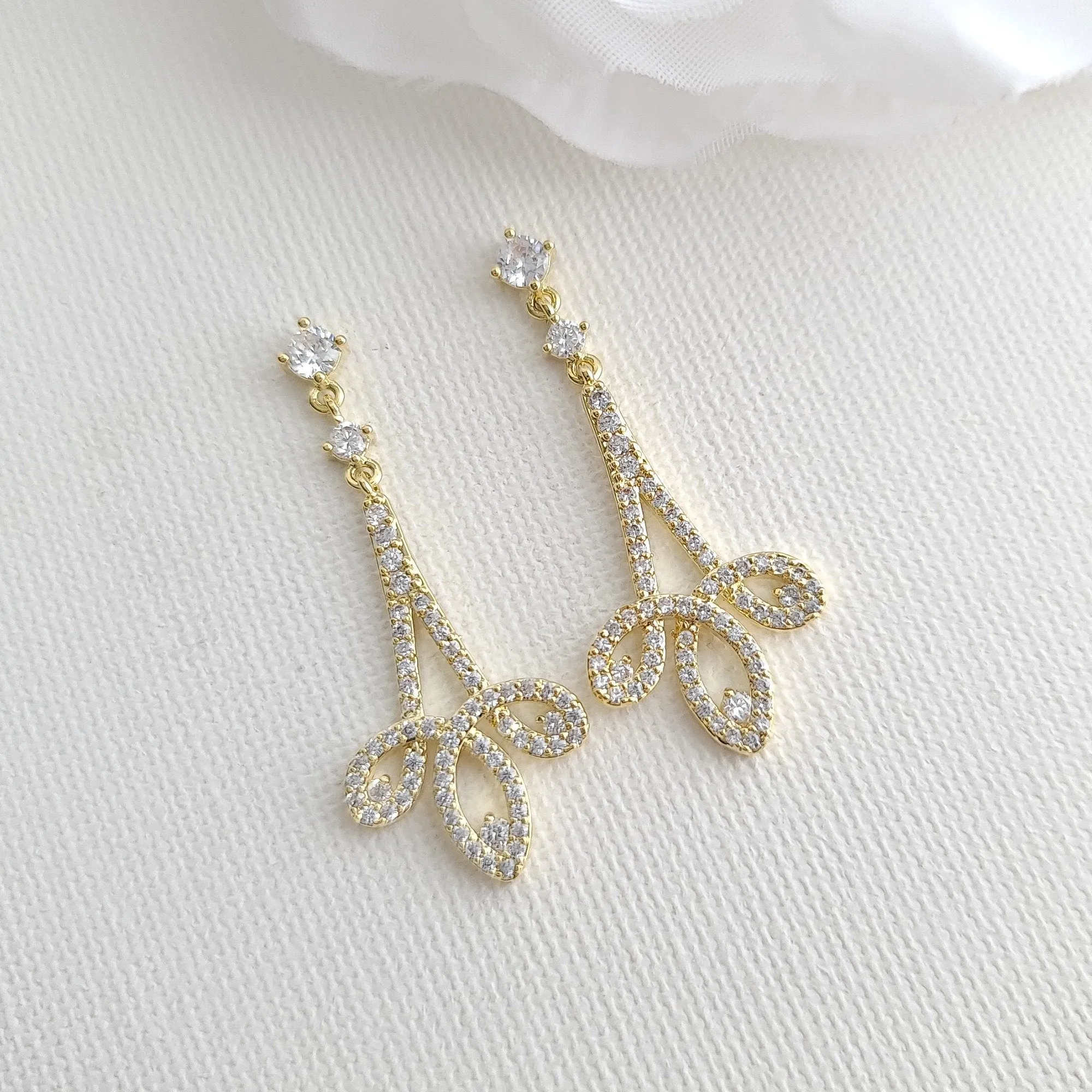 Modern Bridal Earrings in Gold- Allison