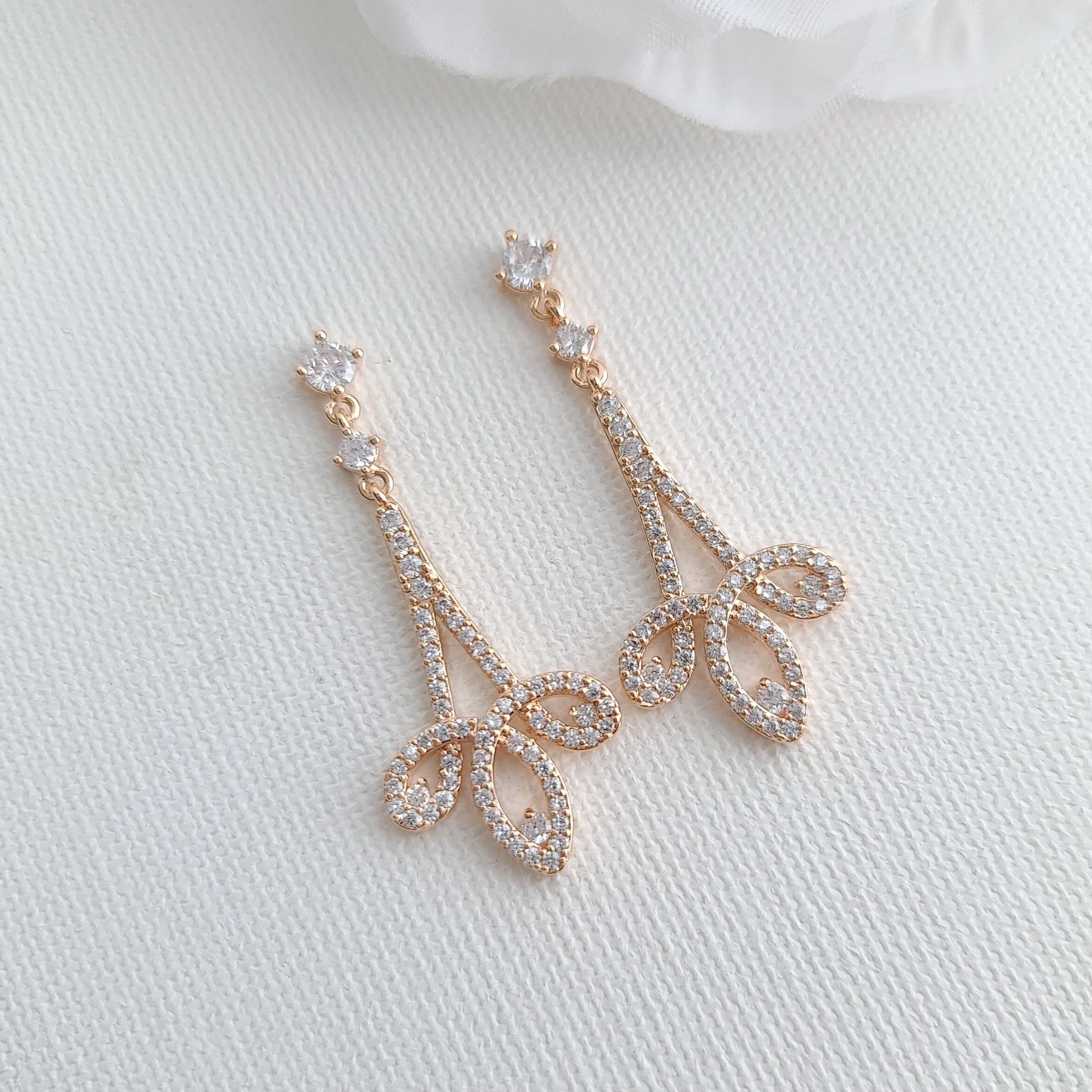 Modern Bridal Earrings in Gold- Allison