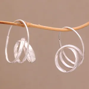 Modern Curls Silver Hoop Earrings