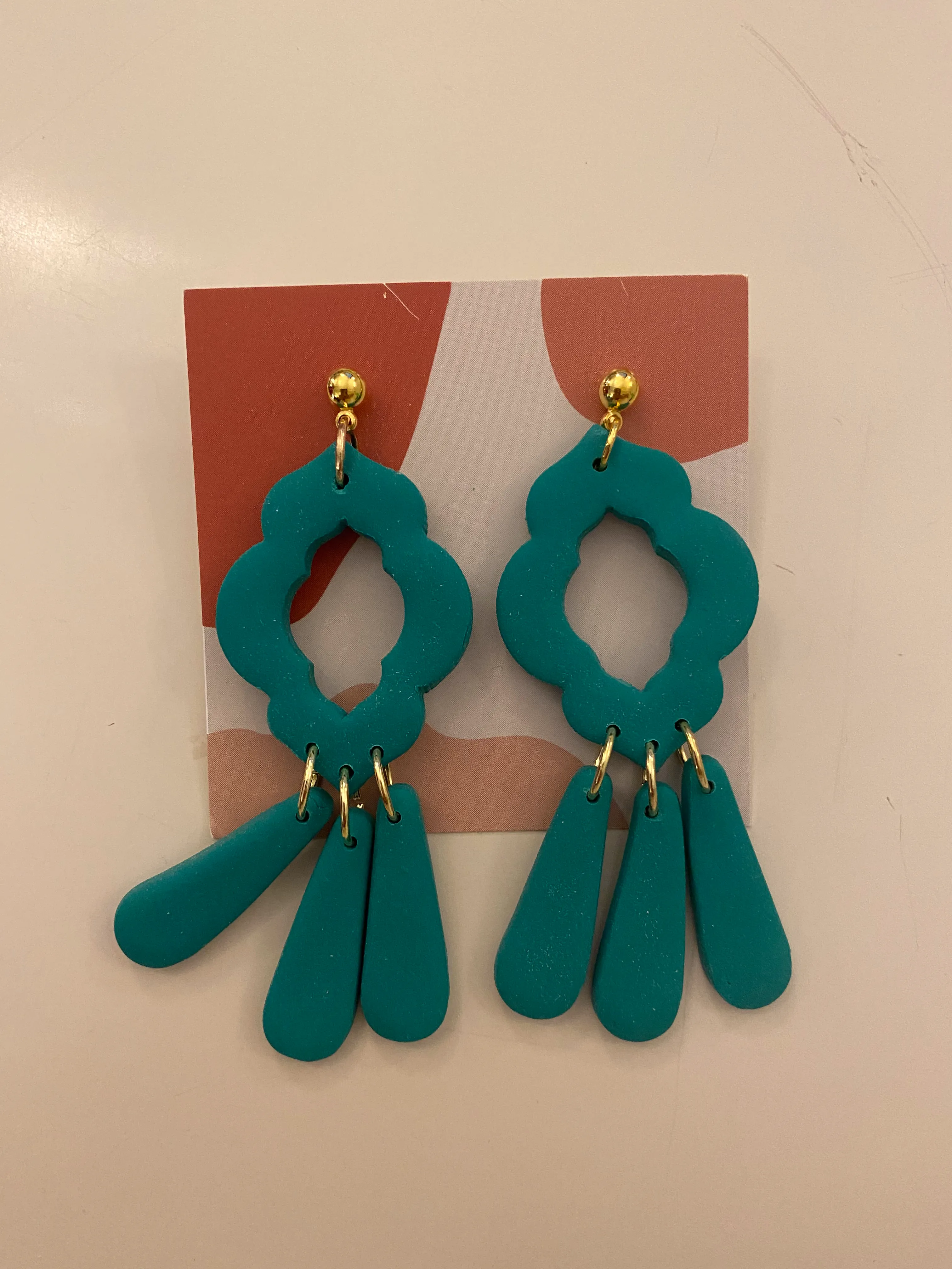 Modern Grey Turquoise Clay Earrings