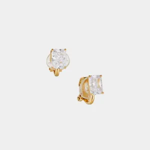 MODERN LOVE EMERALD CUT CZ CLIP EARRINGS