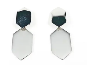 Modern Shiny Metallic Hexagon Shape Dangle Steel Earrings