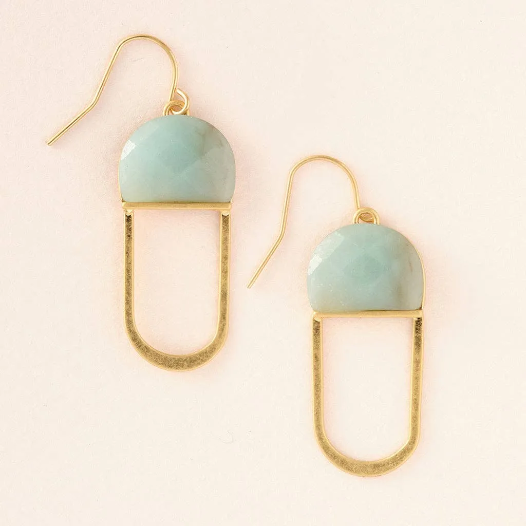 Modern Stone Chandelier Earring - Amazonite/Gold