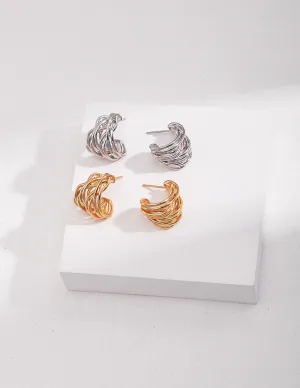 Modern Wave Hoop Earrings