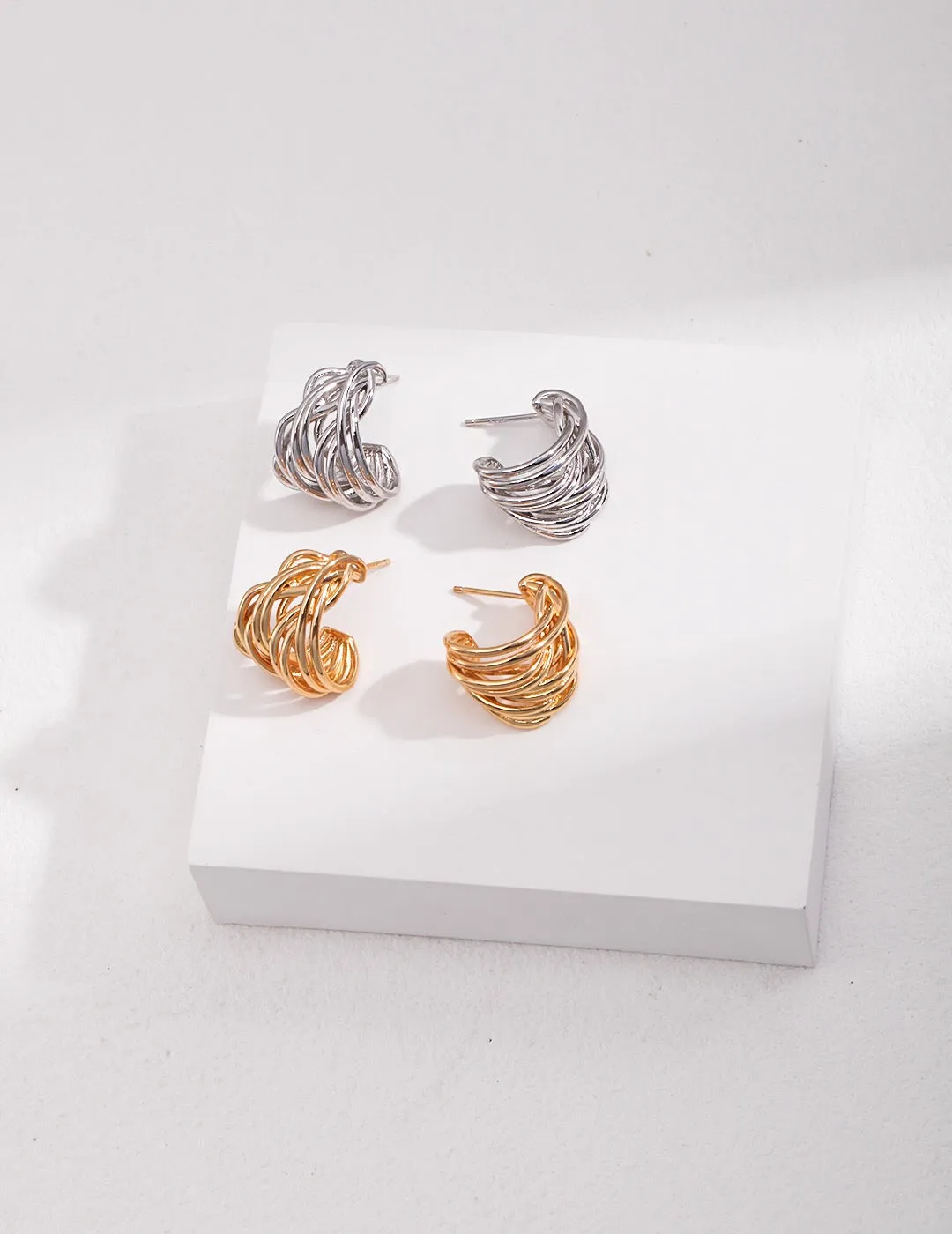 Modern Wave Hoop Earrings