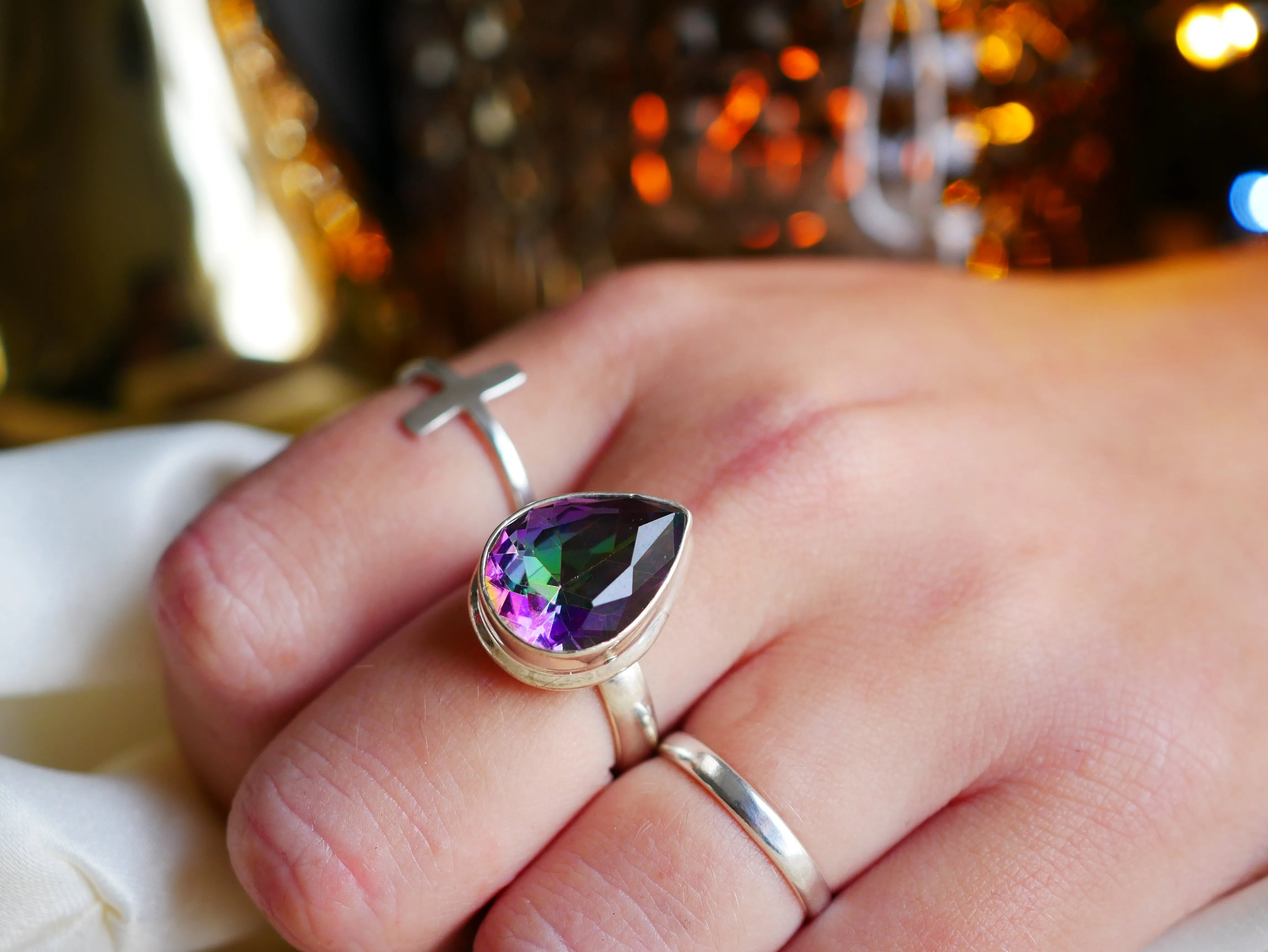 Mystic Topaz Ari Ring - Large Drop (US 7)