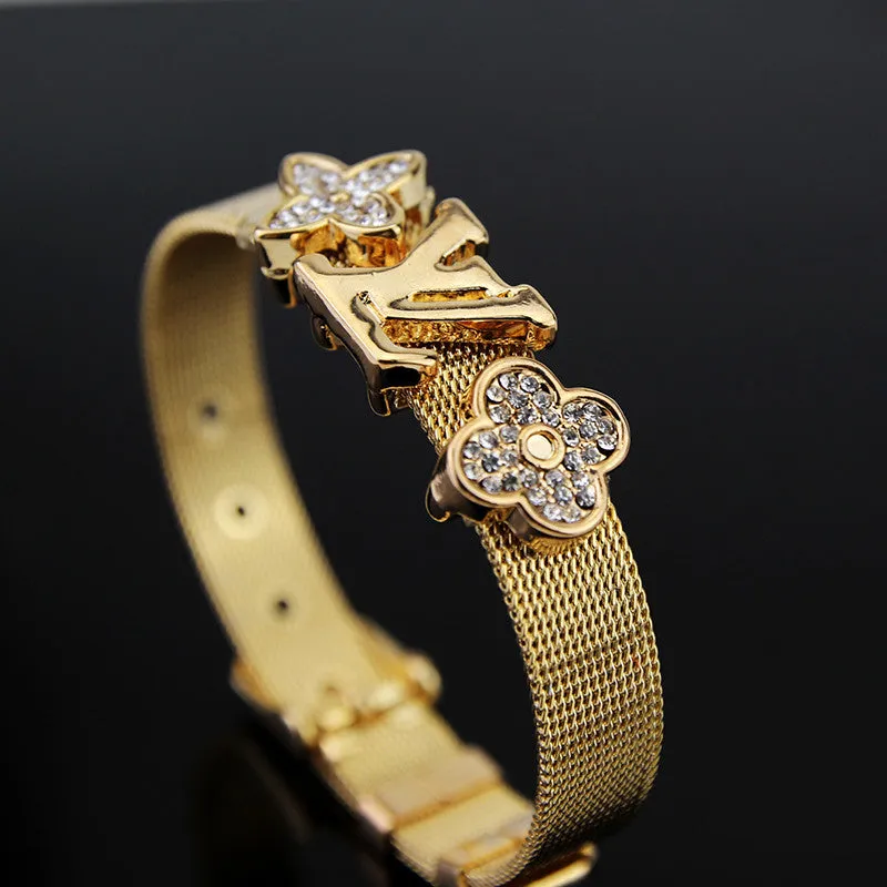 New Arrive Brand Bracelet Unisex Women/Men Jewelry 18K Gold Plated Trendy Belt Bracelets Bangles