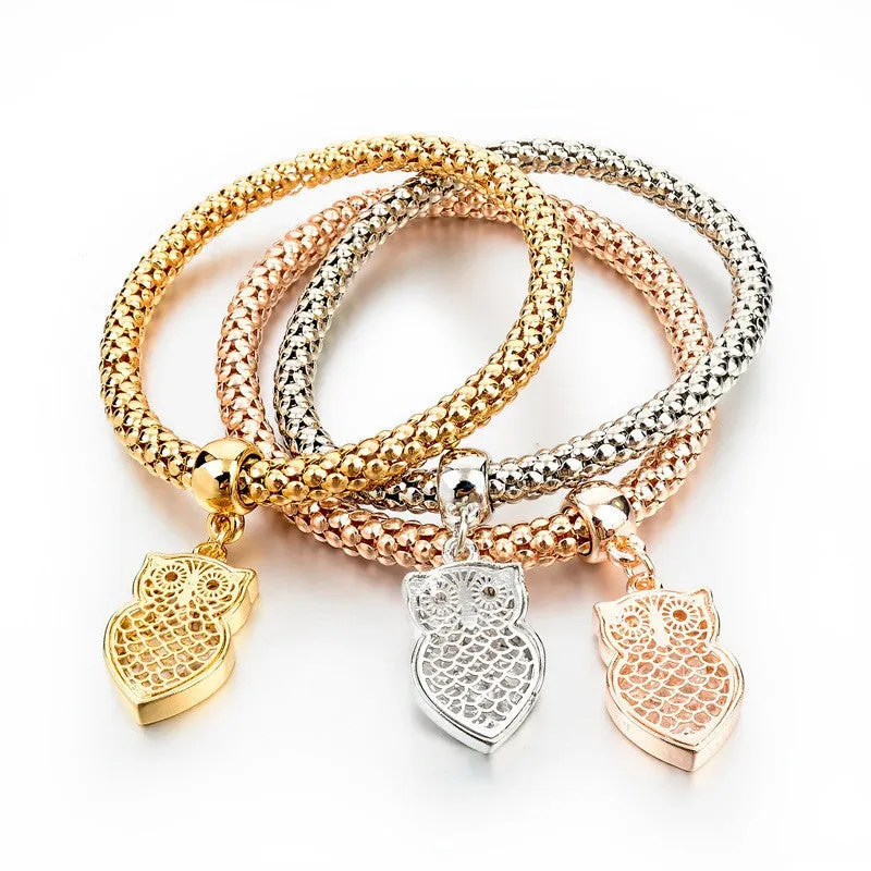 New Fashion Gold Silver Chain Bracelet Round Hollow Charm Bracelets