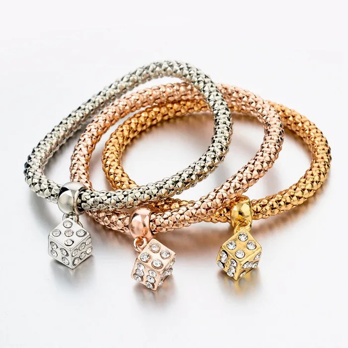 New Fashion Gold Silver Chain Bracelet Round Hollow Charm Bracelets