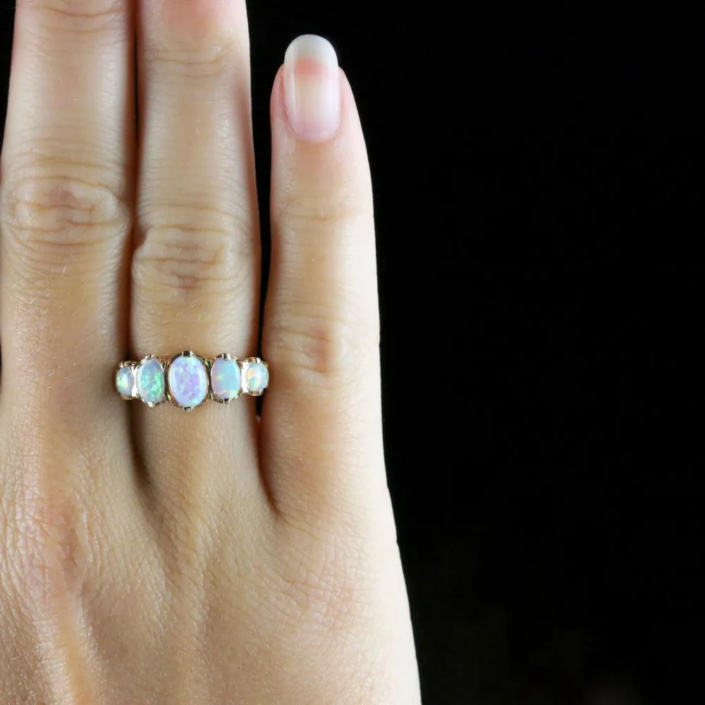 Opal 5 Stone Ring 9Ct Gold