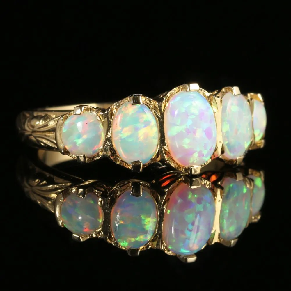 Opal 5 Stone Ring 9Ct Gold