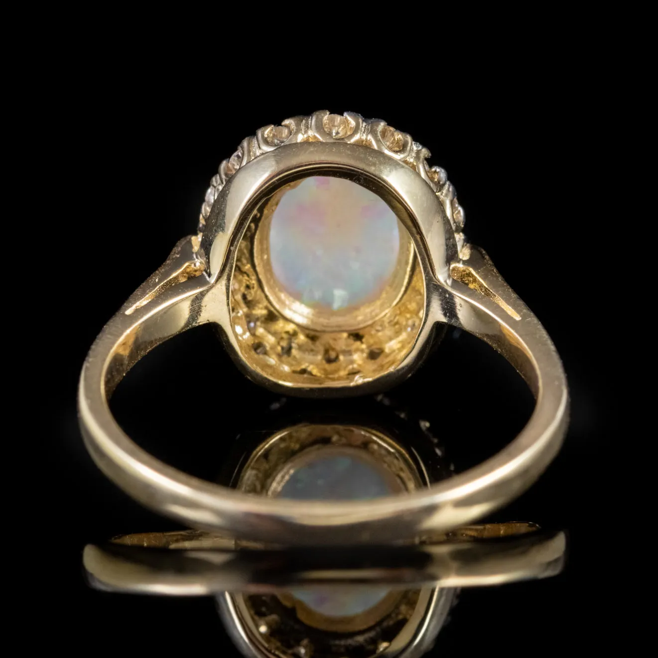 Opal Diamond Cluster Ring 9Ct Yellow Gold