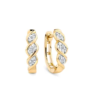 Oval Diamond Twist Huggie Earrings in 9ct Yellow Gold