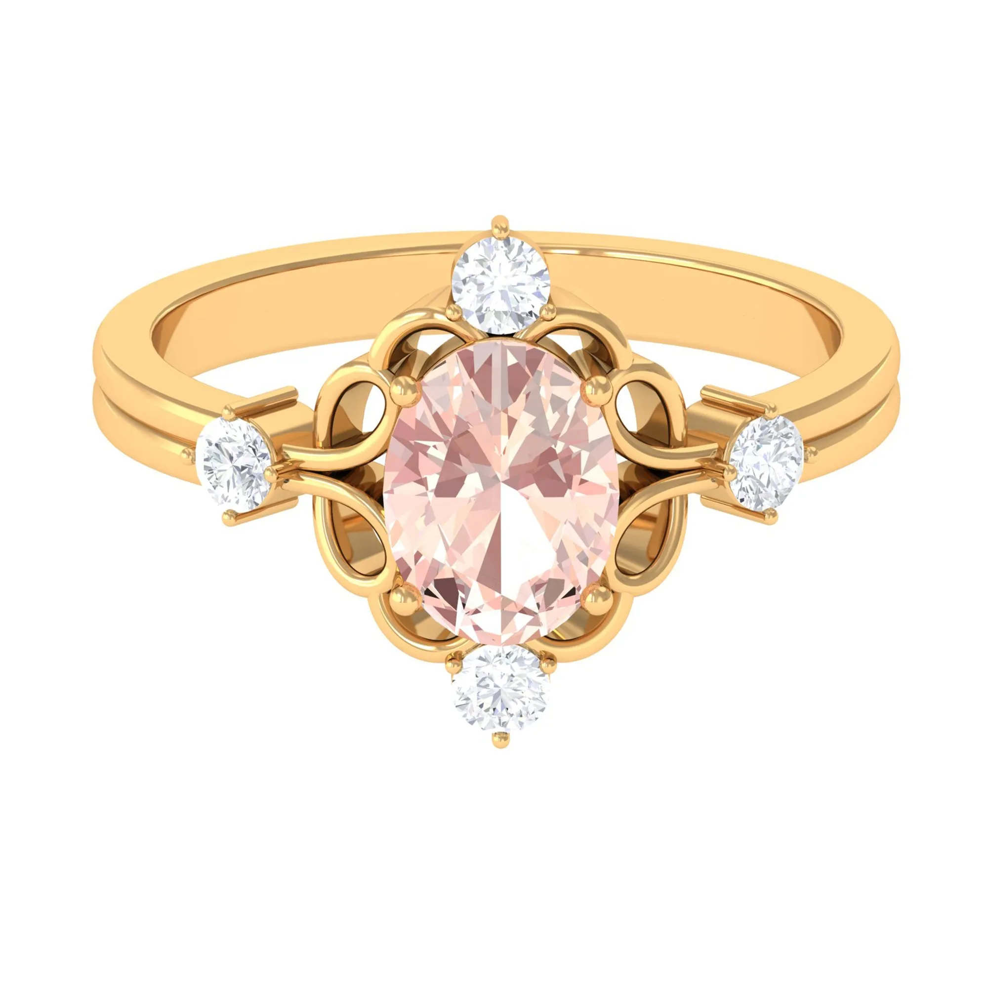 Oval Morganite Cocktail Ring with Diamond