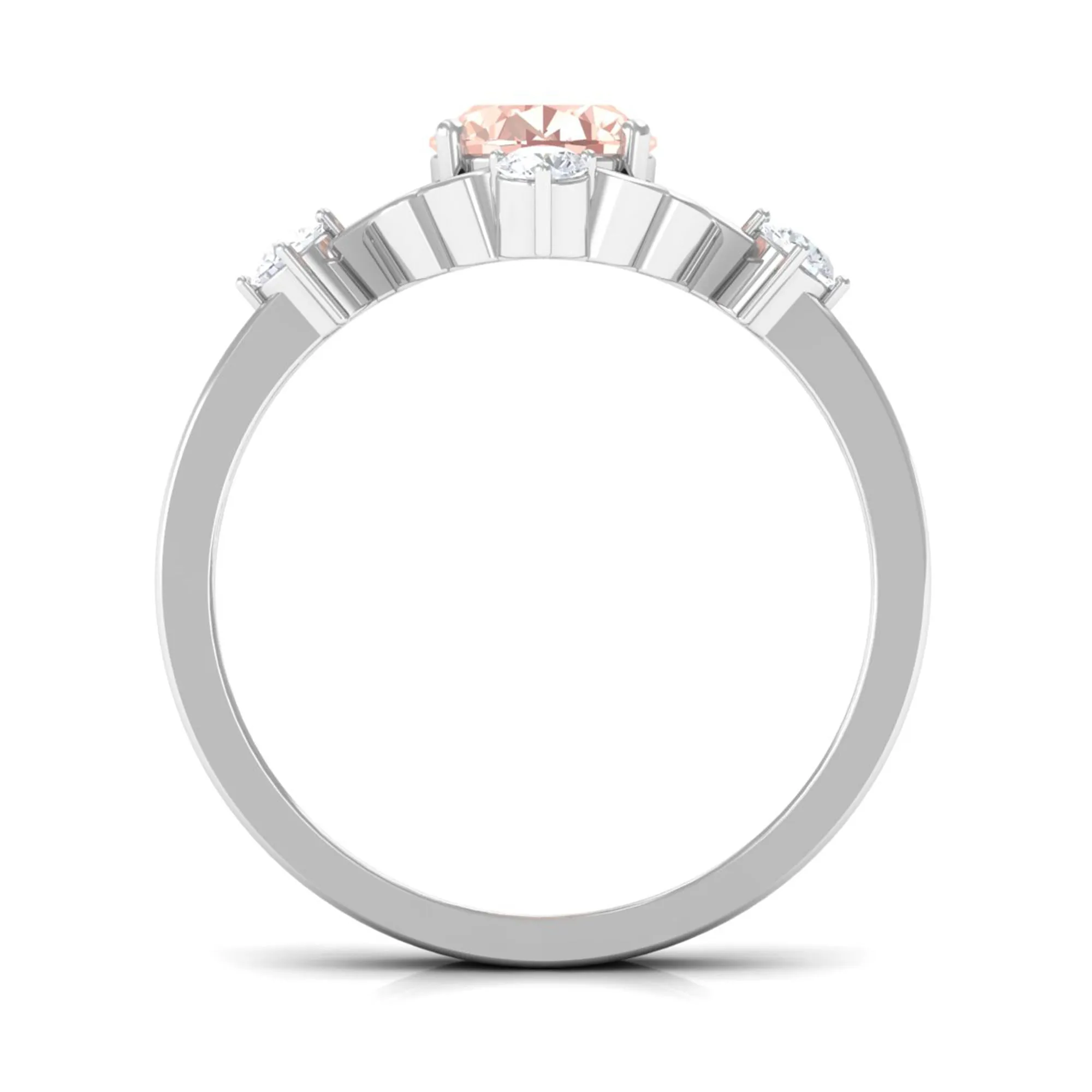 Oval Morganite Cocktail Ring with Diamond