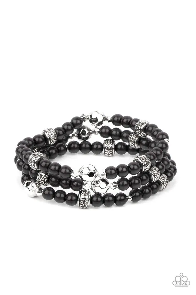 Paparazzi Bracelet ~ Here to STAYCATION - Black