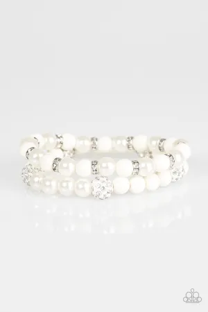 Paparazzi Bracelet ~ Teasingly Tinseltown - White